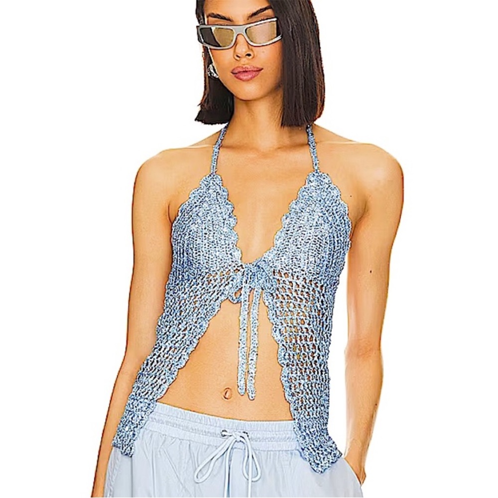 NWT Lovers & Friends Arian Halter Tie Top in Periwinkle Blue - Small
